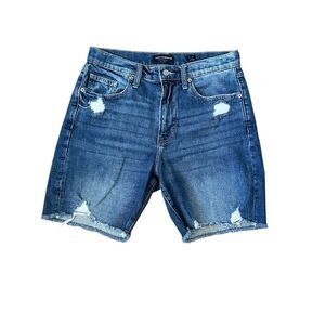Lucky Jean Shorts Women Size 6 Long Length Bermuda Distressed High Rise Casual